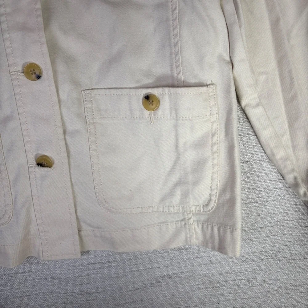 Talbots Petite Ivory Cotton Tencel Utility Field Jacket Cream Size MP Medium